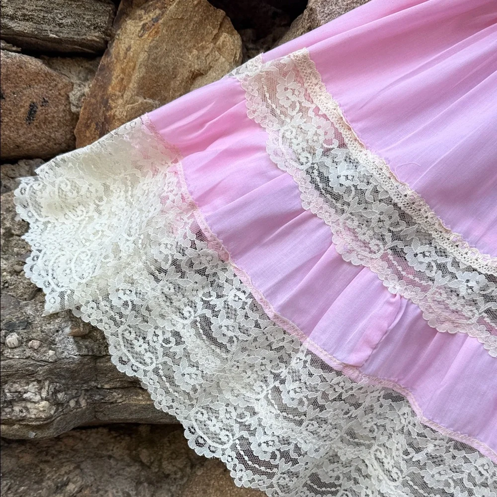 Vintage Chic Pink & Lace Full-Circle Skirt tutu square-dance retro rockabilly - Picture 9 of 14